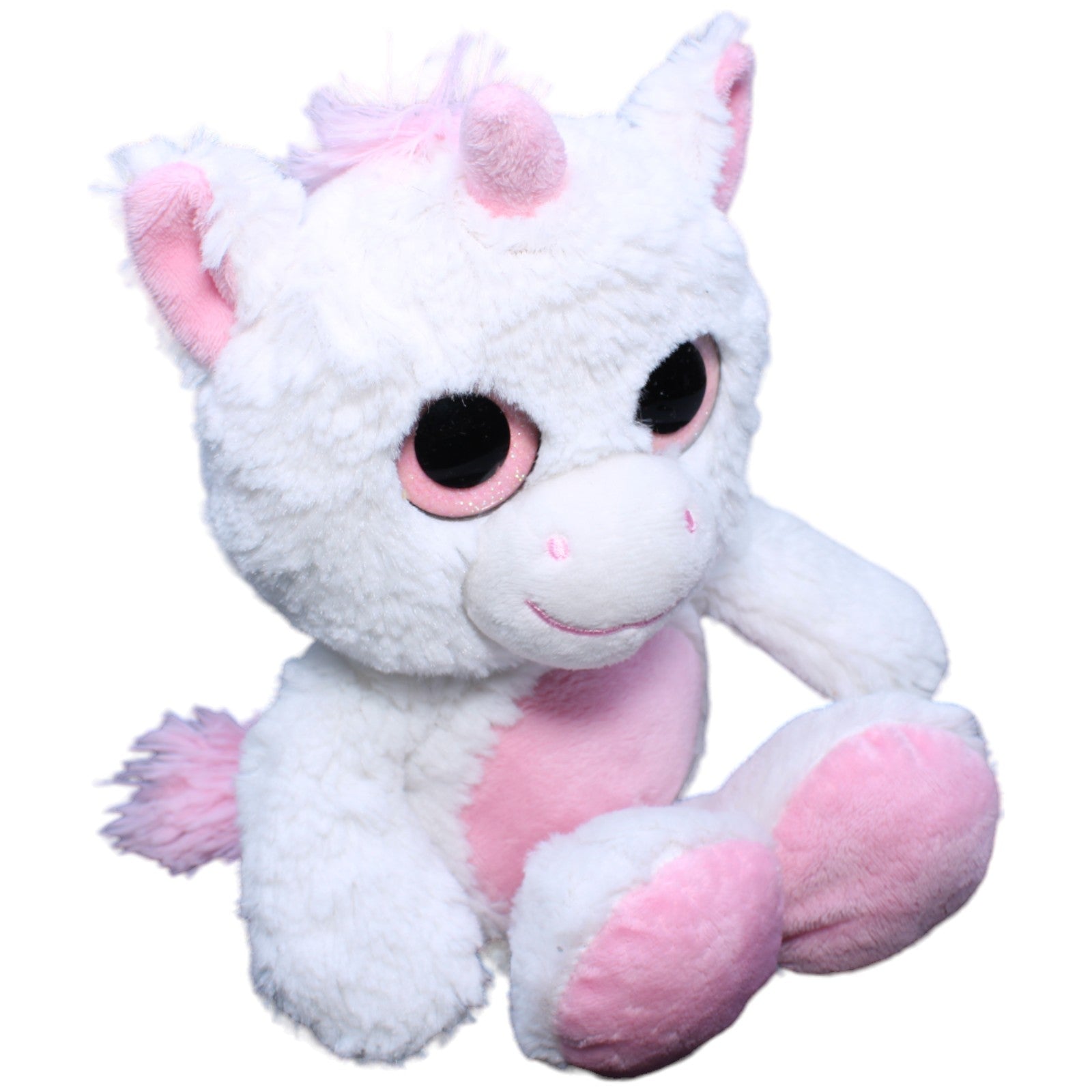 1233329 Unbekannt Einhorn, weiß-rosa Kuscheltier Kumpel Leo Fantasy Gebraucht Glubschi