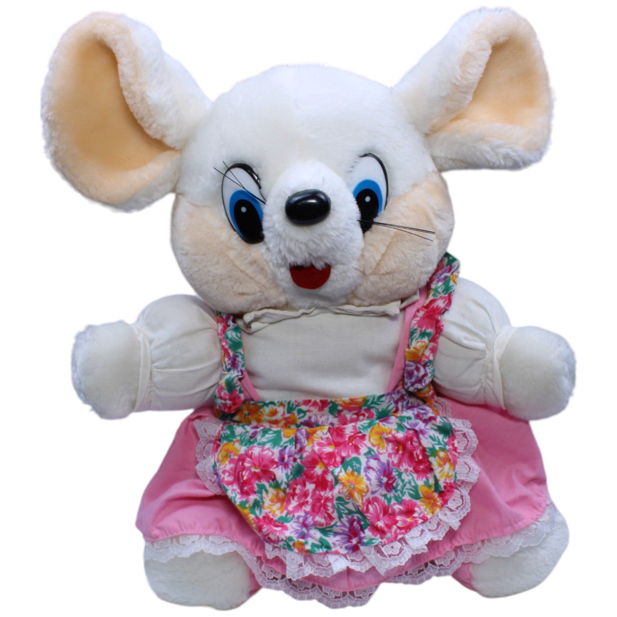 1233380 Heunec Vintage Maus mit Kleid & Blumenschürze Kuscheltier Kumpel Leo Gebraucht Retro Vintage