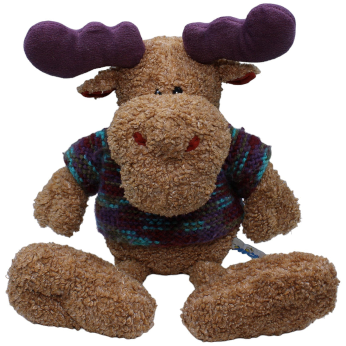 1233403 NICI Vintage Schlenker Elch Detlef mit Pullover Kuscheltier Kumpel Leo Gebraucht Vintage