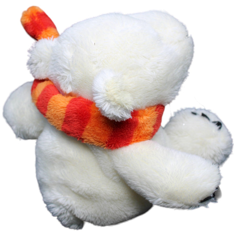 1233443 NICI Eisbär mit rot-orange gestreiftem Schal Kuscheltier Kumpel Leo Gebraucht Weihnachten Winter