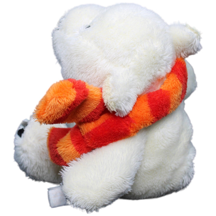 1233443 NICI Eisbär mit rot-orange gestreiftem Schal Kuscheltier Kumpel Leo Gebraucht Weihnachten Winter