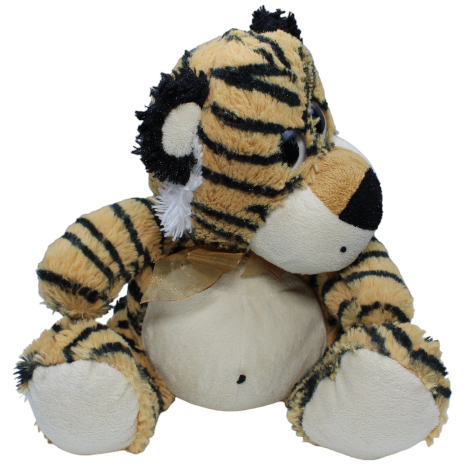 1233447 Heunec Tiger mit Schleife, sitzend Kuscheltier Kumpel Leo Gebraucht Glubschi