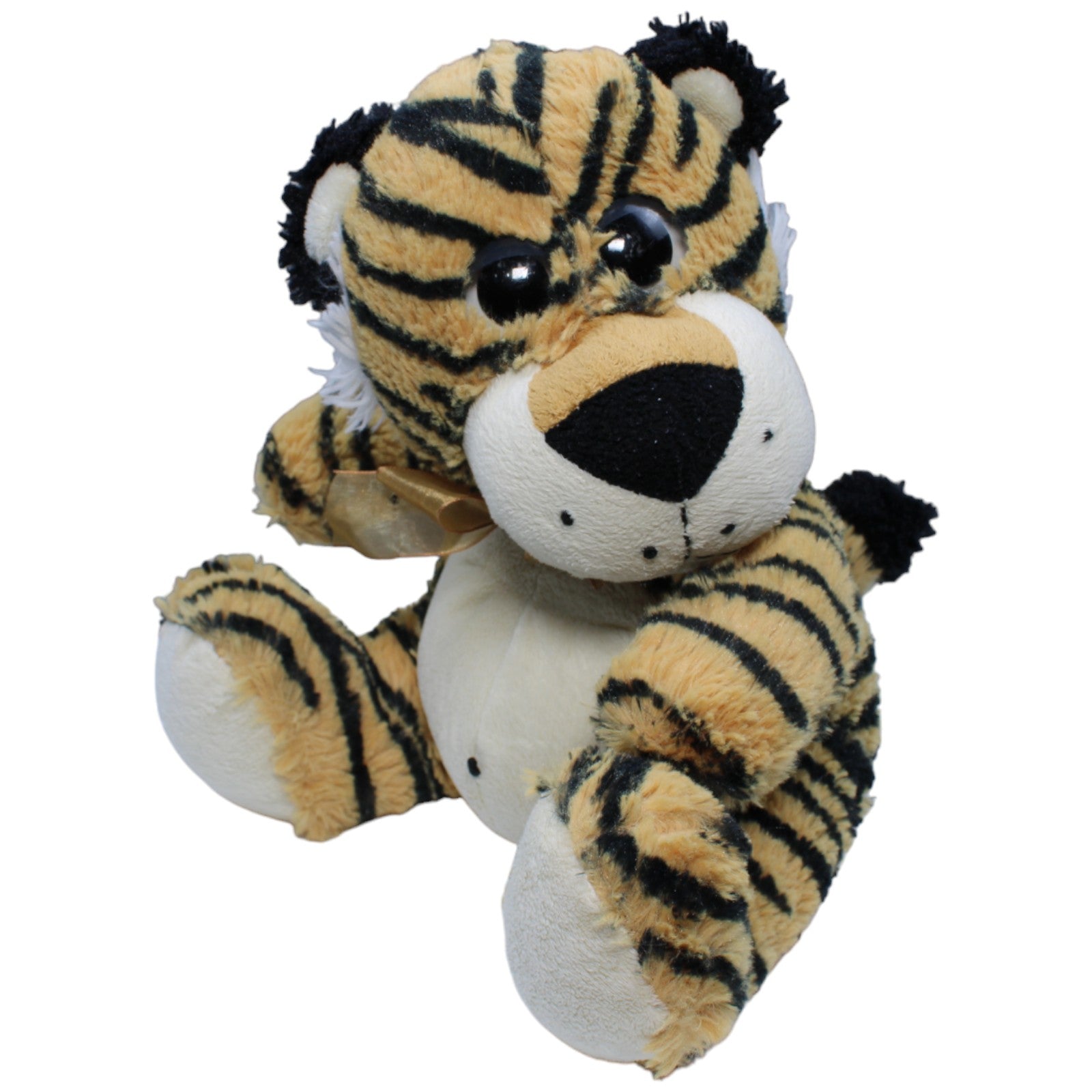 1233447 Heunec Tiger mit Schleife, sitzend Kuscheltier Kumpel Leo Gebraucht Glubschi