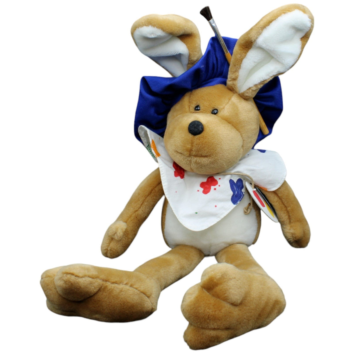 123534 NICI Vintage Maler Hase mit Pinsel, Farbpalette & Baskenmütze Kuscheltier Kumpel Leo neu