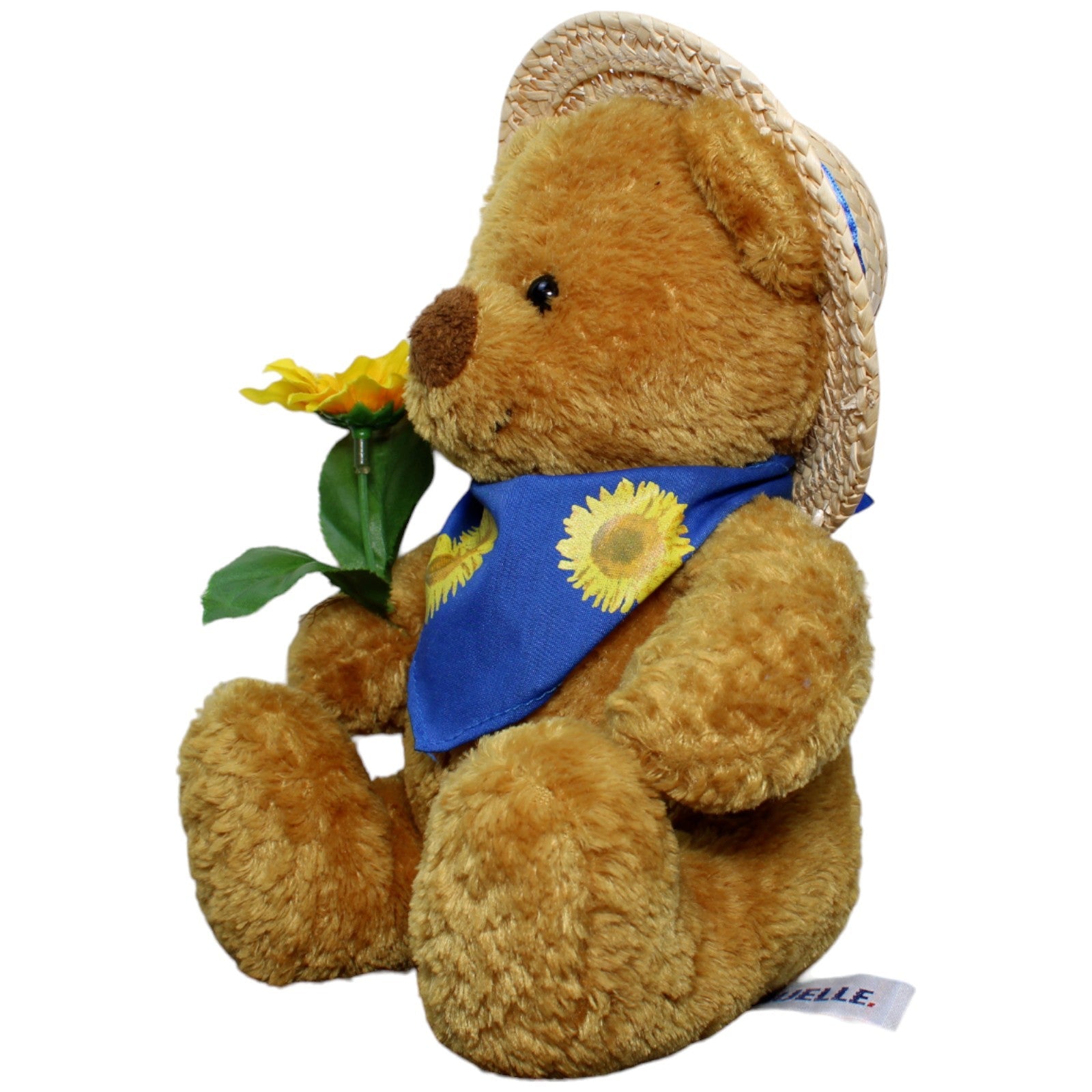 123580 Quelle Teddybär mit Strohhut, Halstuch & Sonnenblume Kuscheltier Kumpel Leo Gebraucht