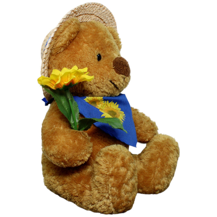 123580 Quelle Teddybär mit Strohhut, Halstuch & Sonnenblume Kuscheltier Kumpel Leo Gebraucht