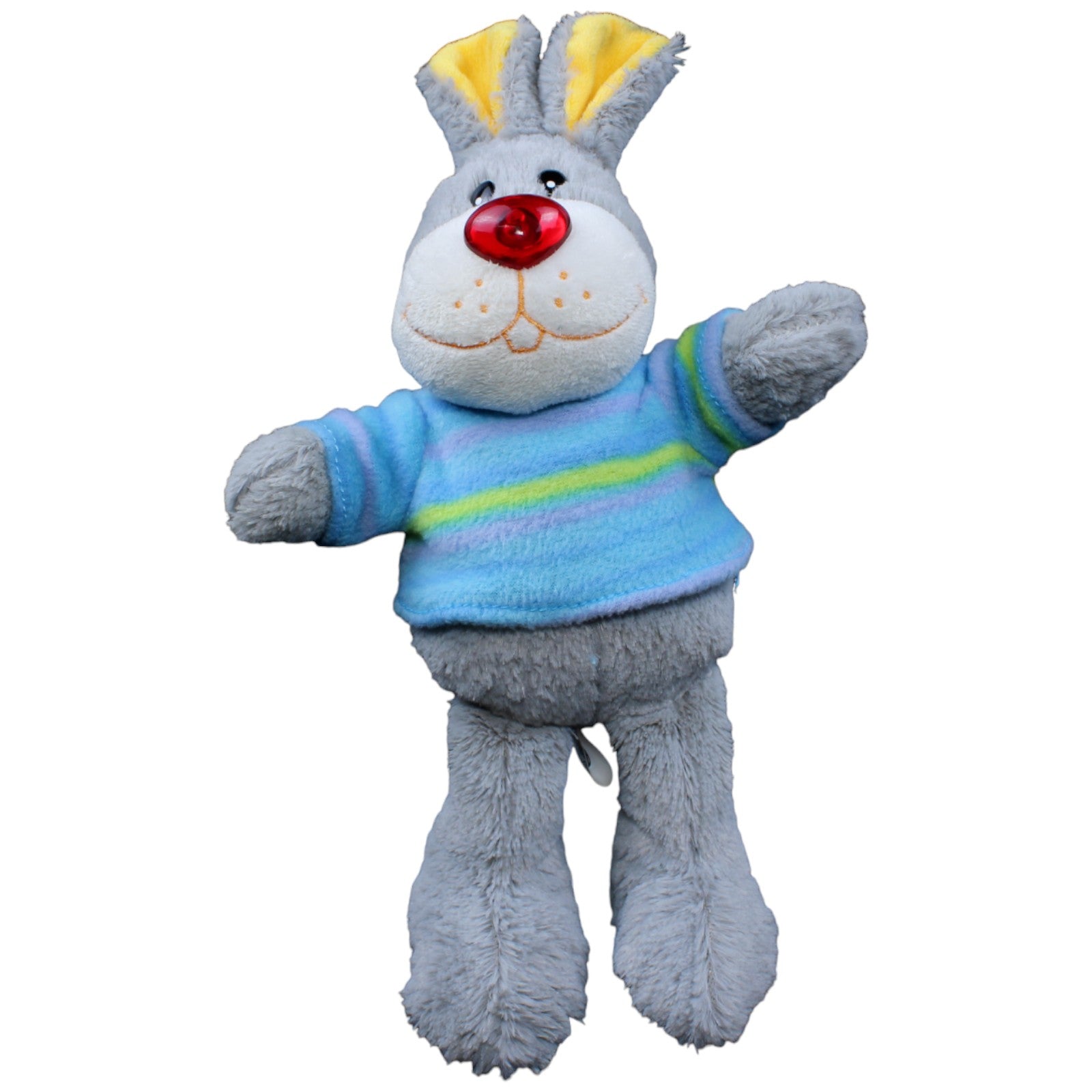 123741 Windel Singender Hase in blauem Pullover Kuscheltier Kumpel Leo Gebraucht