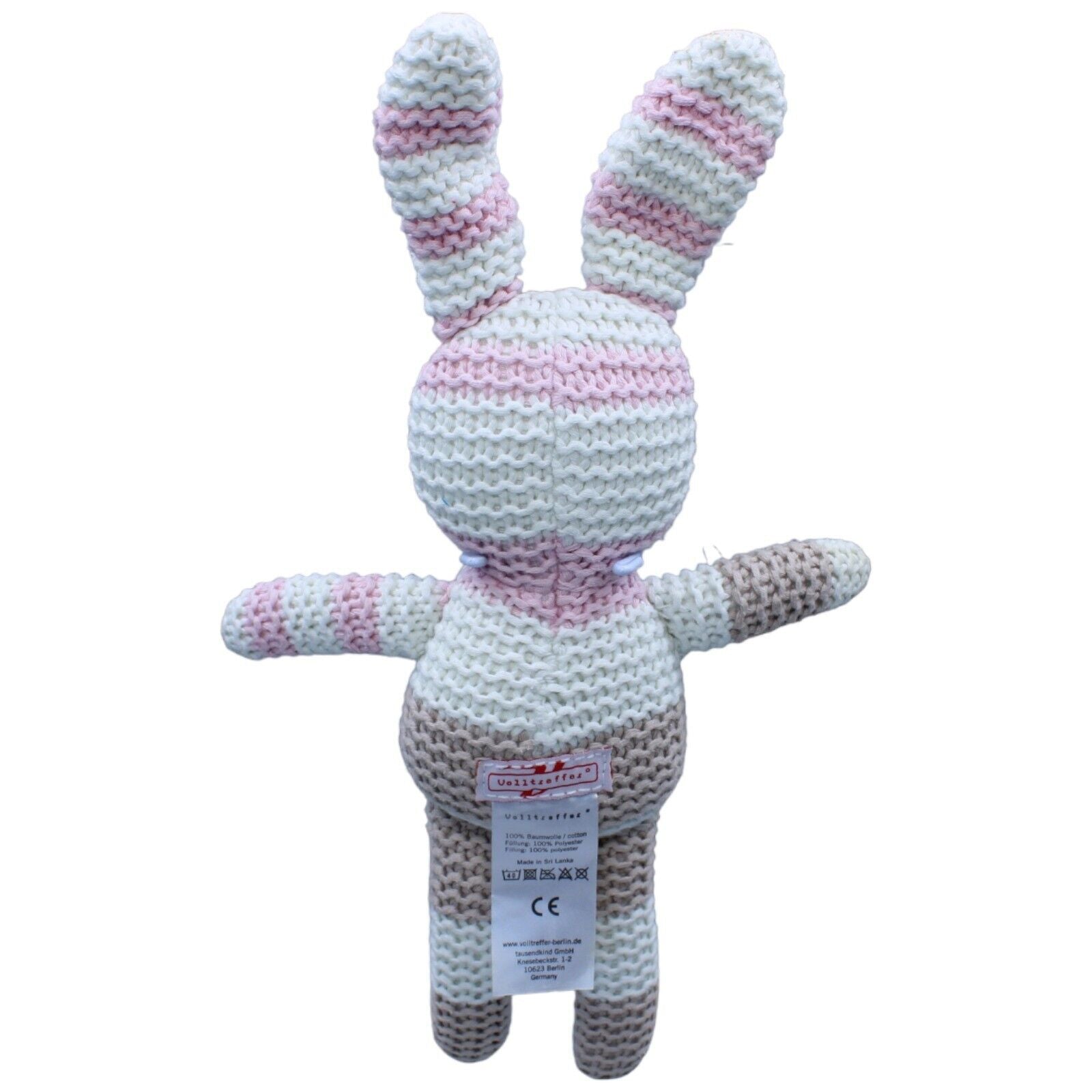 123921 Volltreffer Stick-Hase, rosa-grau-weiß Kuscheltier Kumpel Leo Gebraucht